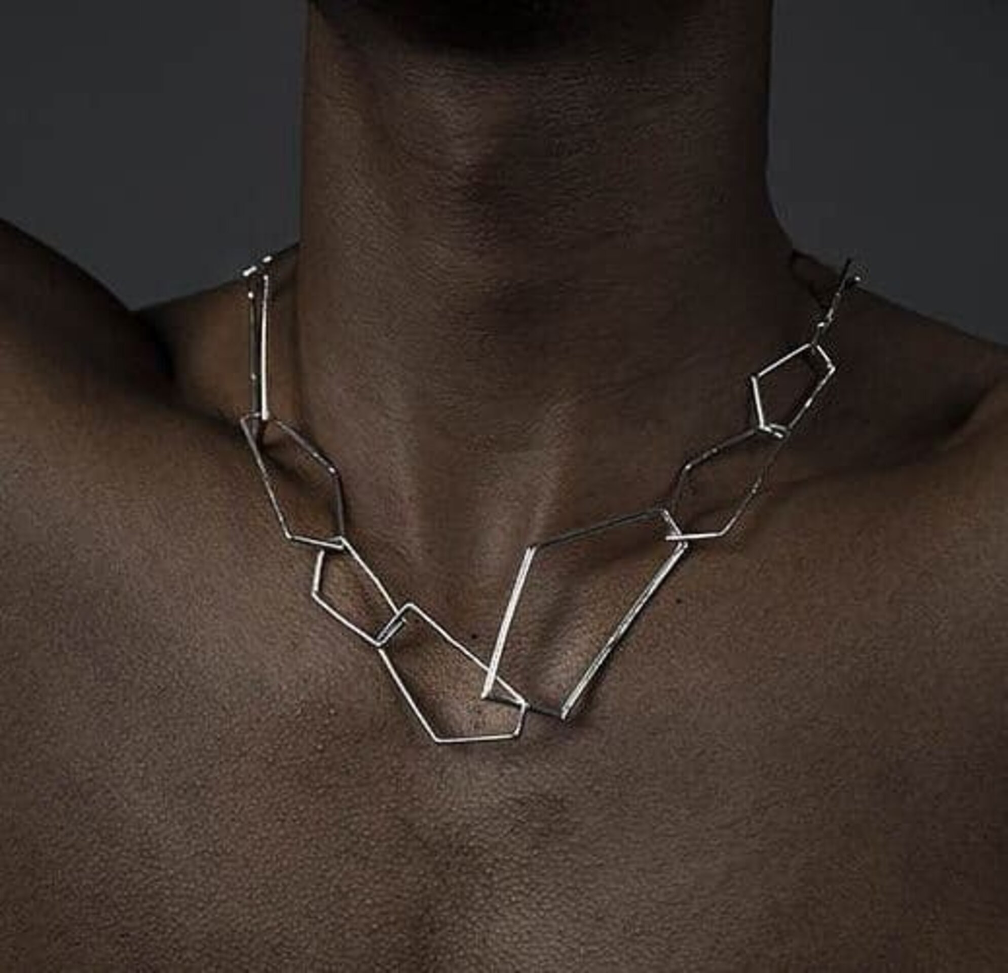 Geometric link chain in sterling silver - 2